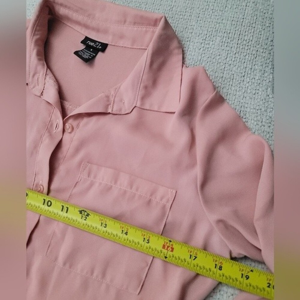 Rue 21 Pink Shirt Dress Tie waist front pockets 3/4 sleeve - Picture 5 of 8
